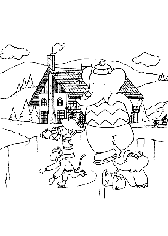 Free Babar drawing to print and color  Babar Kids Coloring Pages