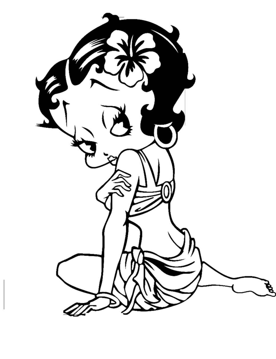 betty boop black and white drawing