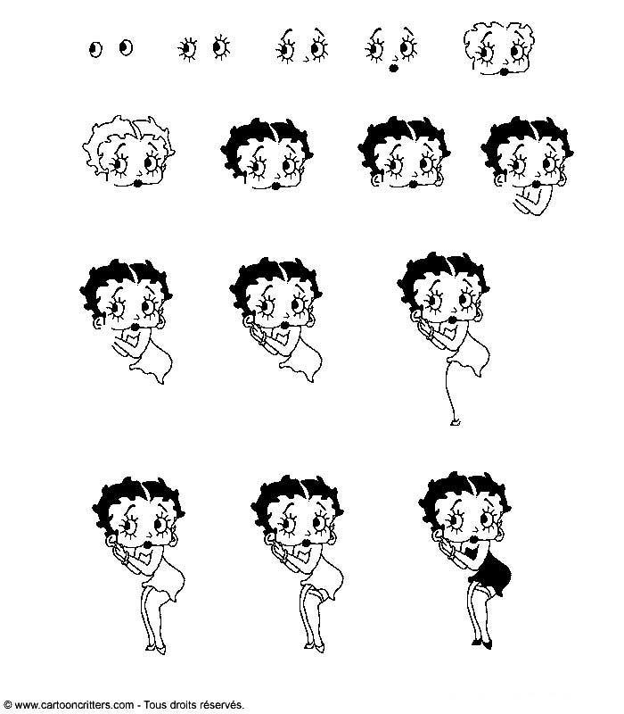 Drawing Betty Boop #26032 (Cartoons) - Printable coloring pages.