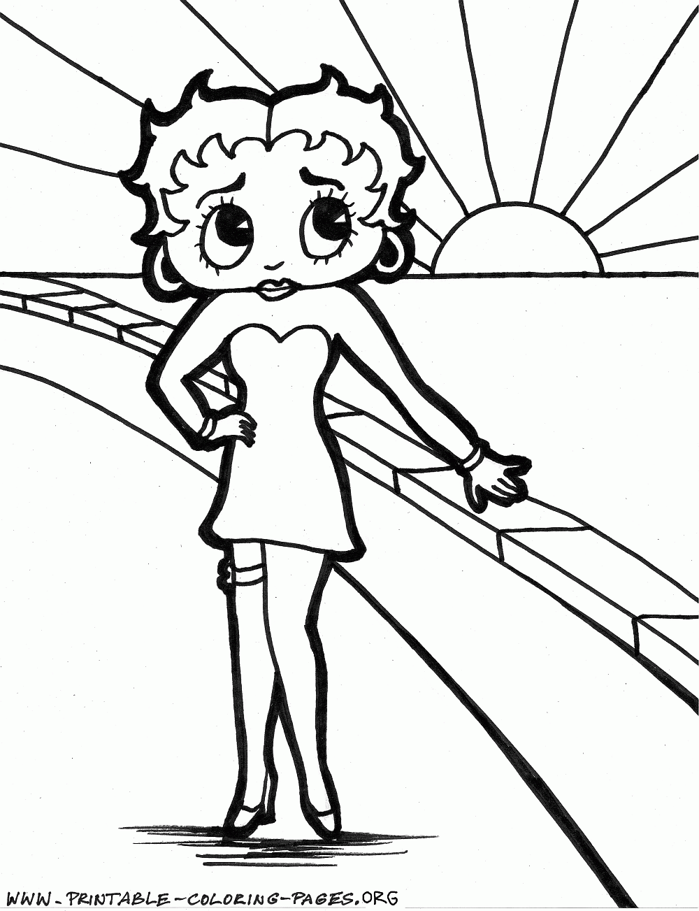 Coloring page: Betty Boop (Cartoons) #26076 - Free Printable Coloring Pages