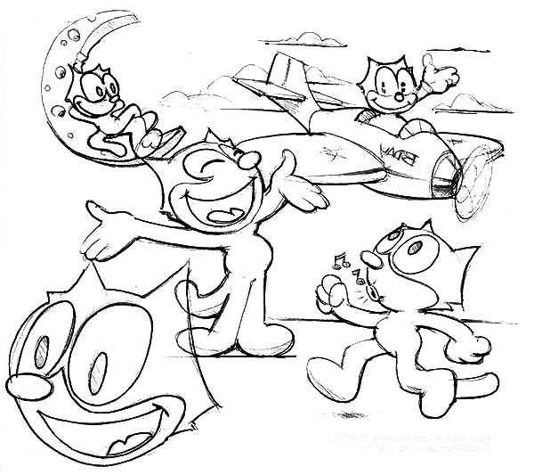 Drawing Felix the Cat #47879 (Cartoons) – Printable coloring pages