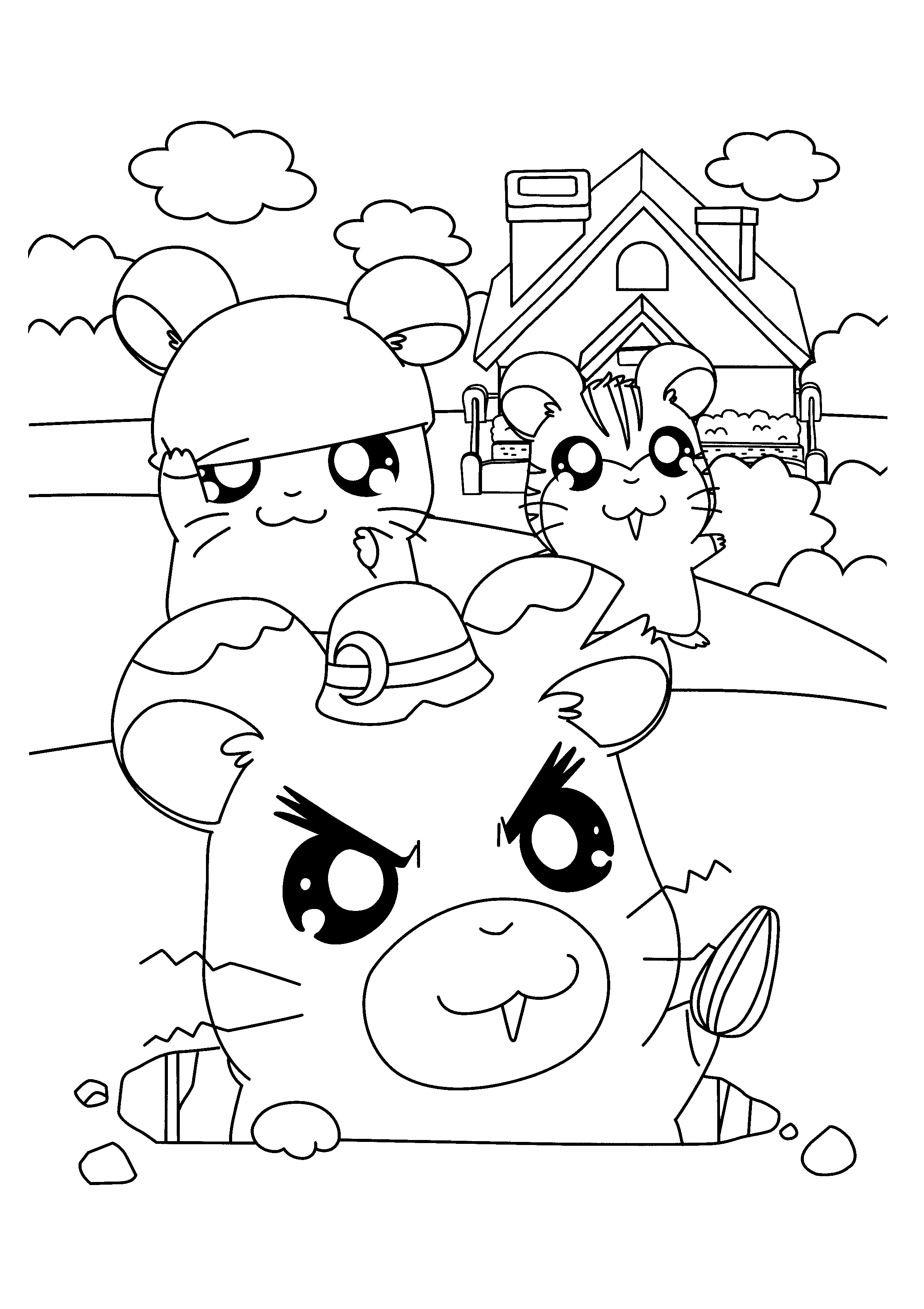 Coloring page: Hamtaro (Cartoons) #40027 - Free Printable Coloring Pages