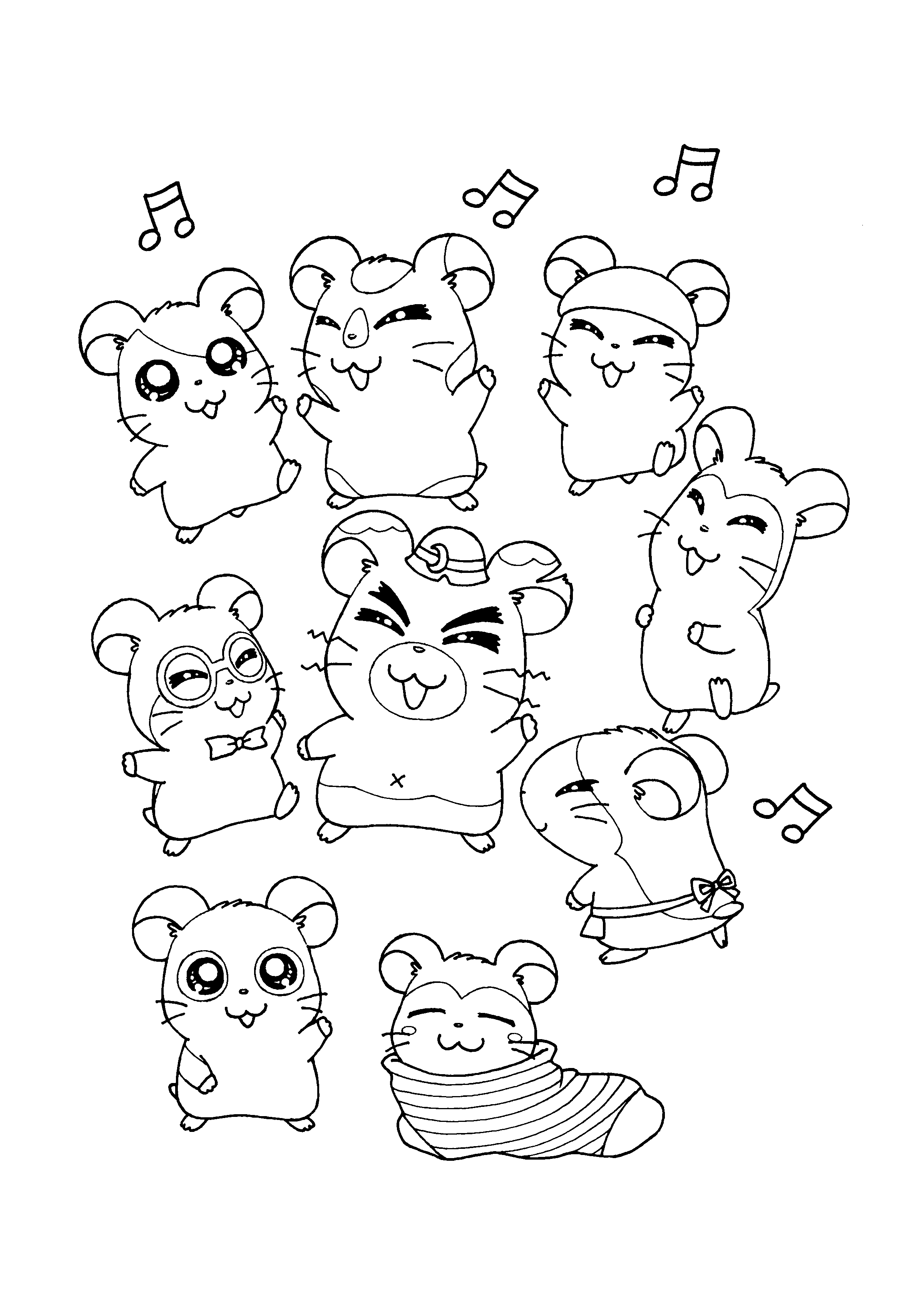 Coloring page: Hamtaro (Cartoons) #40047 - Free Printable Coloring Pages