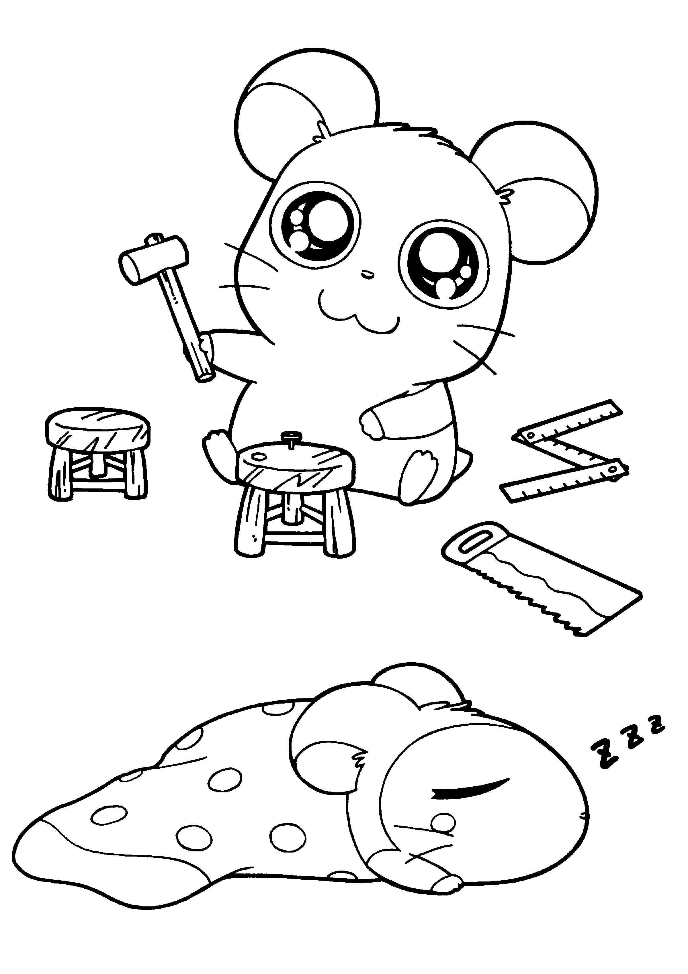 Coloring page: Hamtaro (Cartoons) #40112 - Free Printable Coloring Pages