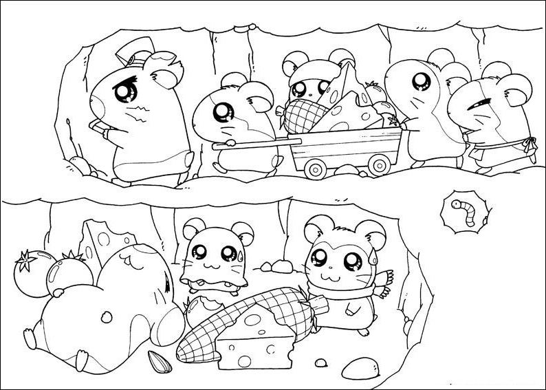 Coloring page: Hamtaro (Cartoons) #40133 - Free Printable Coloring Pages