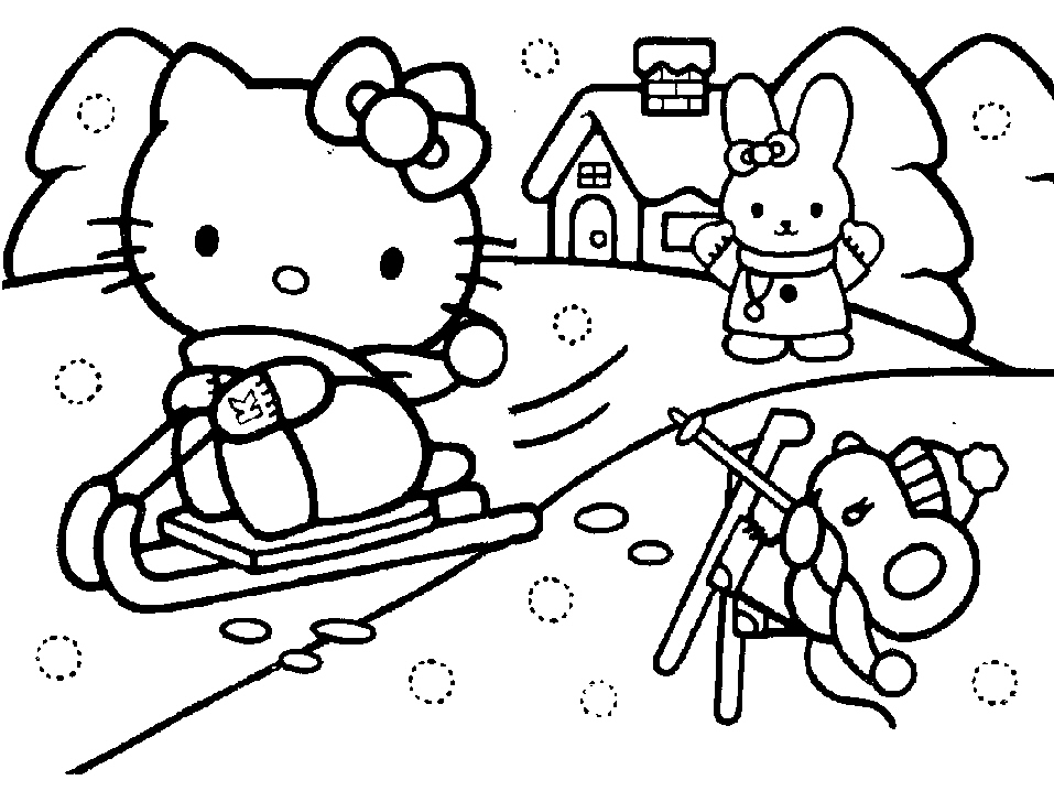 santa hello kitty coloring pages