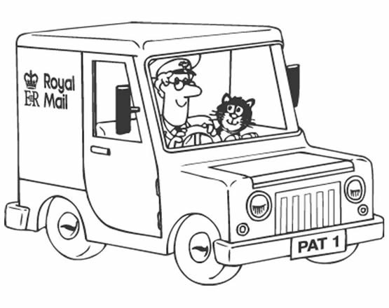 postman pat colouring picture