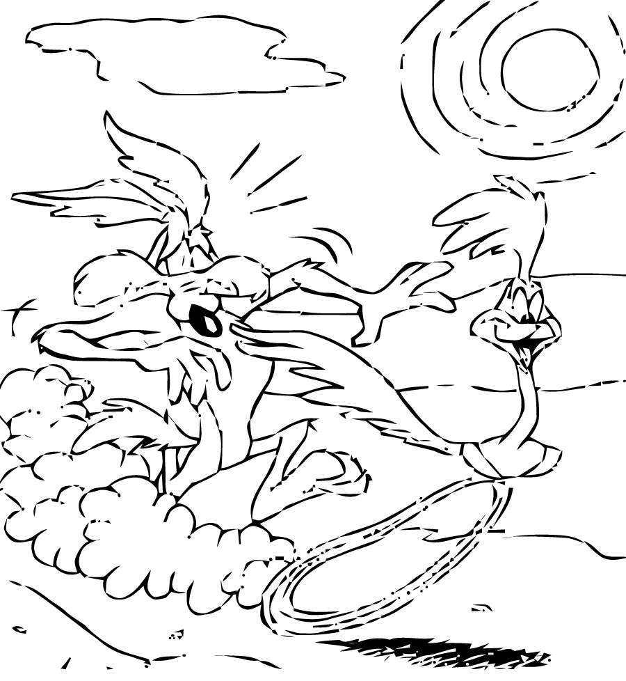 Coloring page: Road Runner and Wile E. Coyote (Cartoons) #47146 - Free Printable Coloring Pages