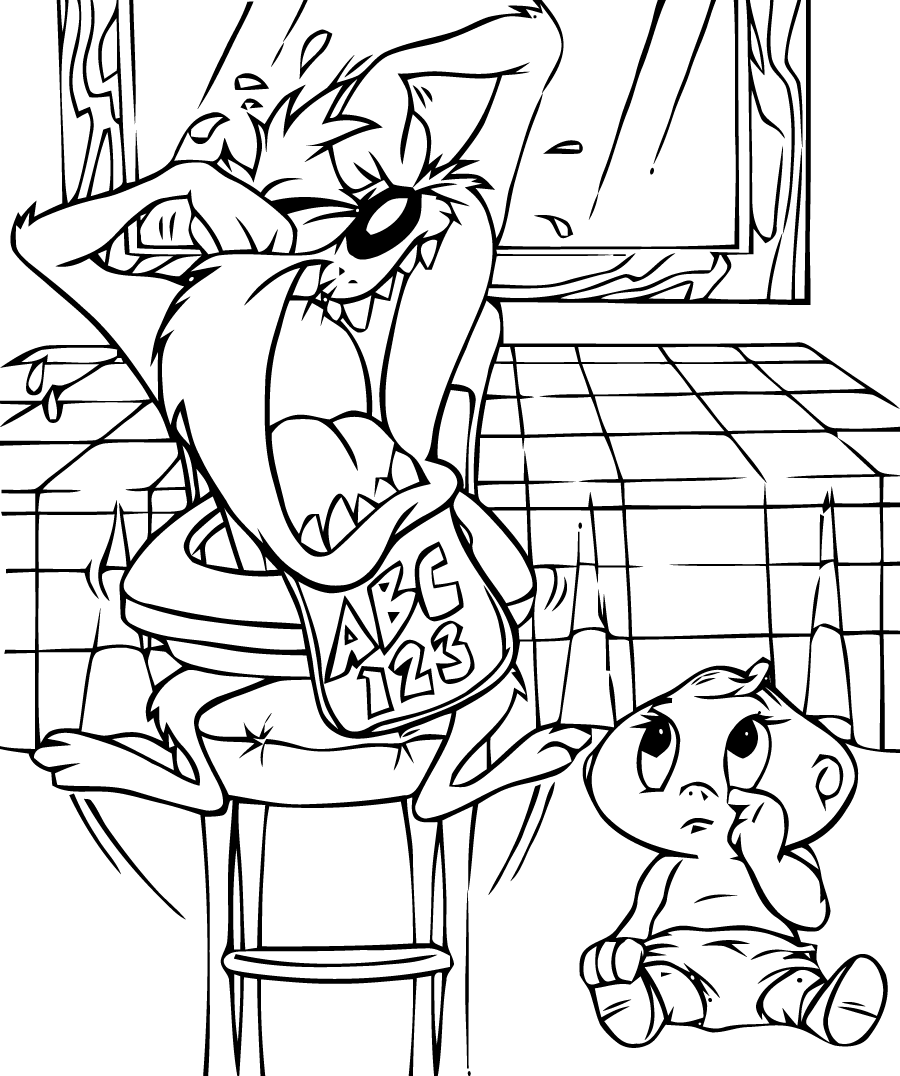 Coloring page: Taz (Cartoons) #31007 - Free Printable Coloring Pages