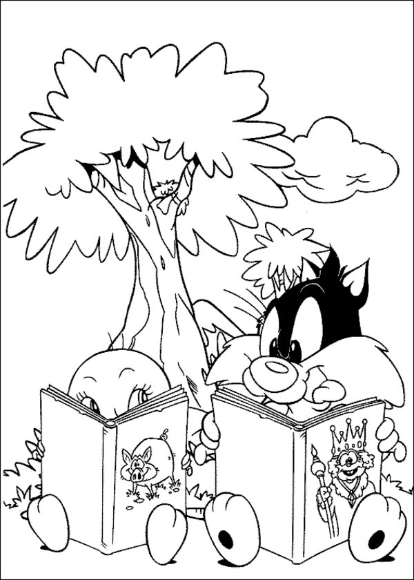 Coloring page: Tweety and Sylvester (Cartoons) #29207 - Free Printable Coloring Pages