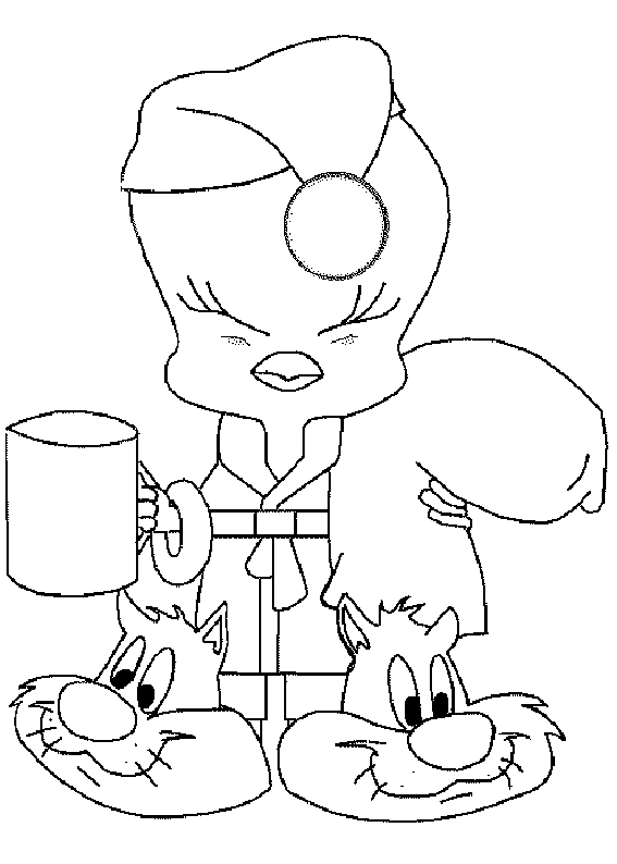 Coloring page: Tweety and Sylvester (Cartoons) #29211 - Free Printable Coloring Pages
