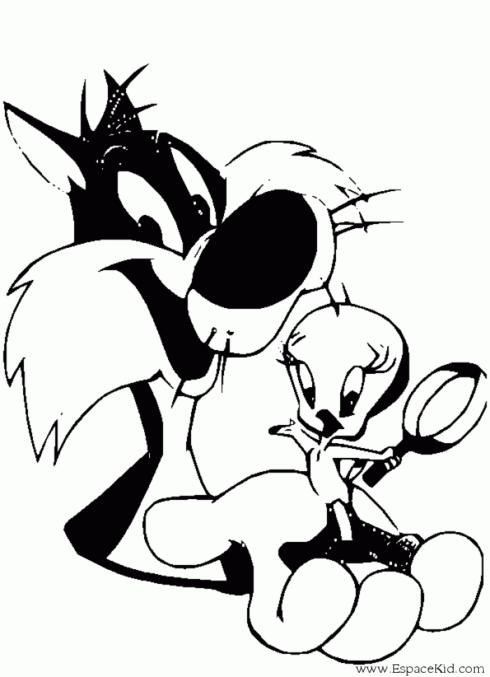 Coloring page: Tweety and Sylvester (Cartoons) #29235 - Free Printable Coloring Pages
