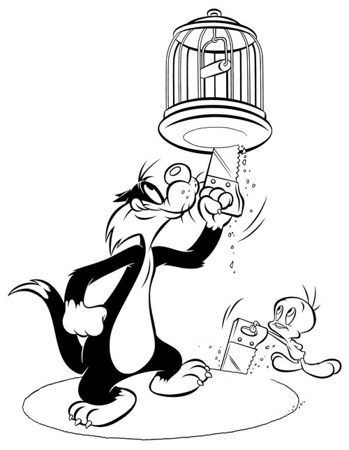 Coloring page: Tweety and Sylvester (Cartoons) #29248 - Free Printable Coloring Pages