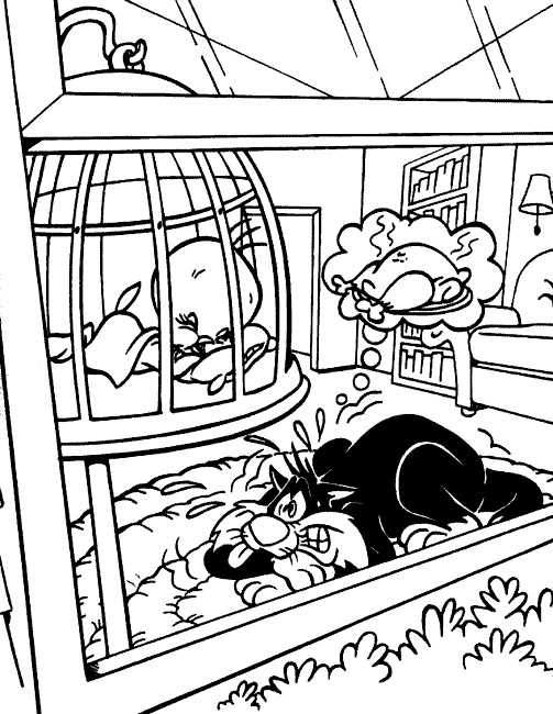 Coloring page: Tweety and Sylvester (Cartoons) #29252 - Free Printable Coloring Pages