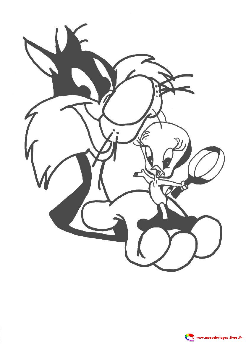 Coloring page: Tweety and Sylvester (Cartoons) #29275 - Free Printable Coloring Pages