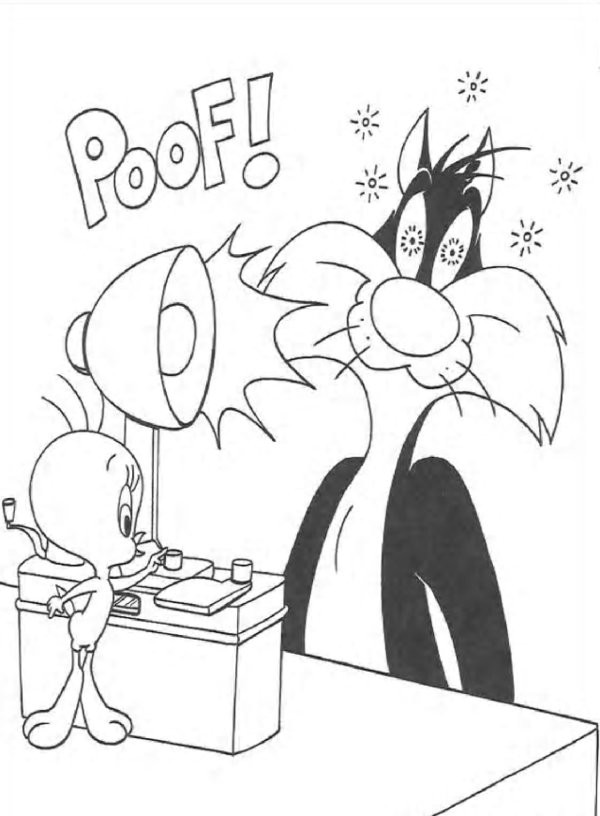 Coloring page: Tweety and Sylvester (Cartoons) #29308 - Free Printable Coloring Pages