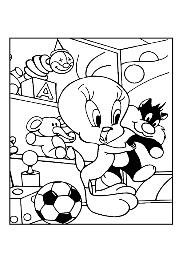 Coloring page: Tweety and Sylvester (Cartoons) #29321 - Free Printable Coloring Pages