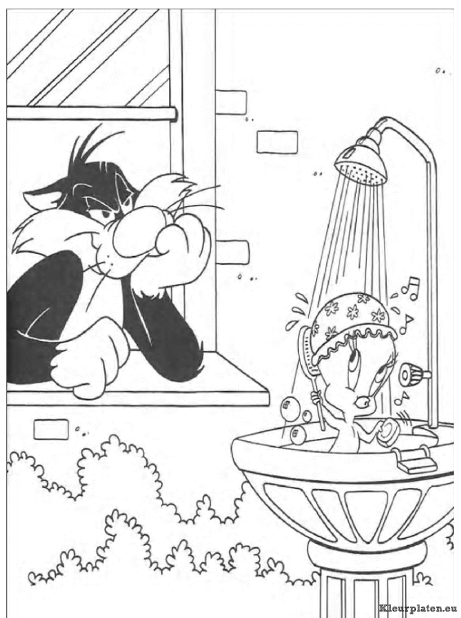 Coloring page: Tweety and Sylvester (Cartoons) #29331 - Free Printable Coloring Pages