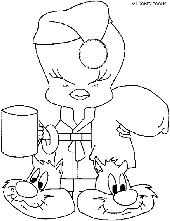 Coloring page: Tweety and Sylvester (Cartoons) #29350 - Free Printable Coloring Pages