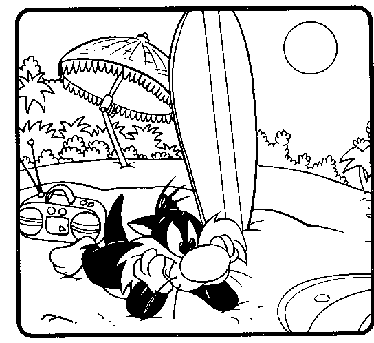 Coloring page: Tweety and Sylvester (Cartoons) #29384 - Free Printable Coloring Pages