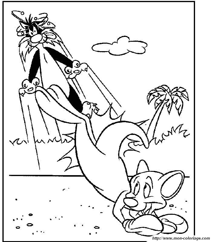 Coloring page: Tweety and Sylvester (Cartoons) #29404 - Free Printable Coloring Pages