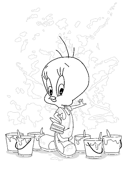 Coloring page: Tweety and Sylvester (Cartoons) #29475 - Free Printable Coloring Pages