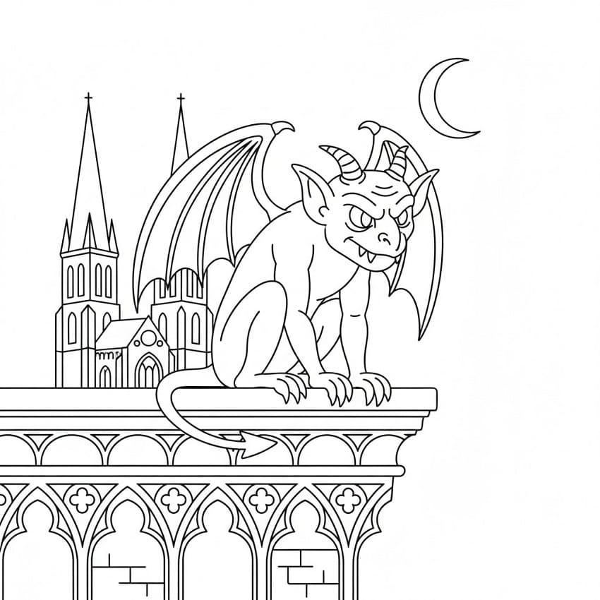 Free printable gargoyle coloring page #221789 from Characters collection