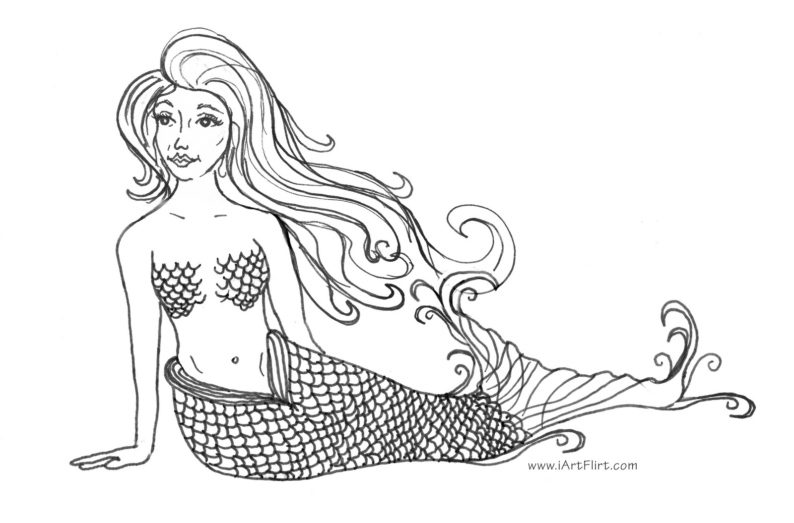 Coloring page: Mermaid (Characters) #147158 - Free Printable Coloring Pages