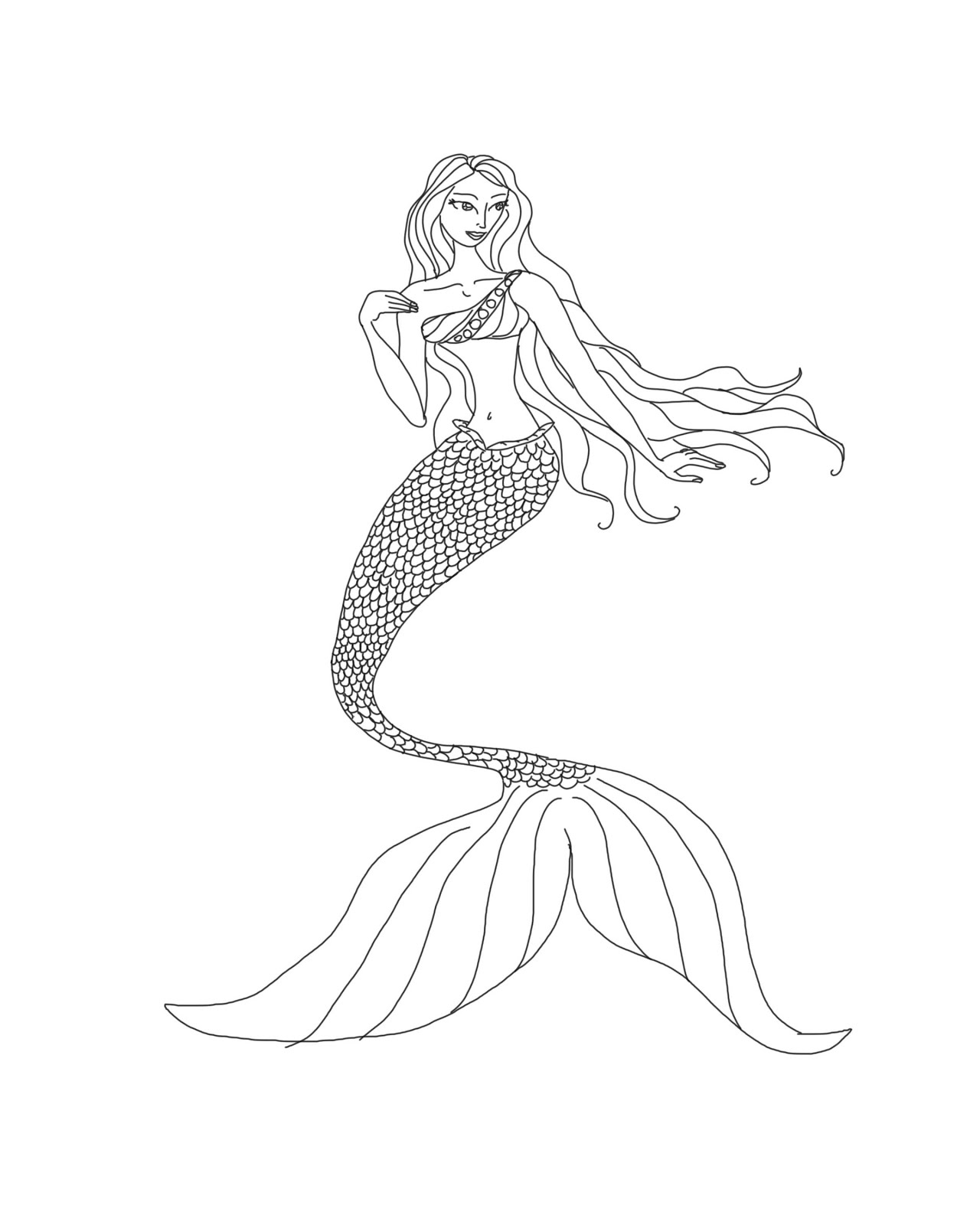 Coloring page: Mermaid (Characters) #147210 - Free Printable Coloring Pages