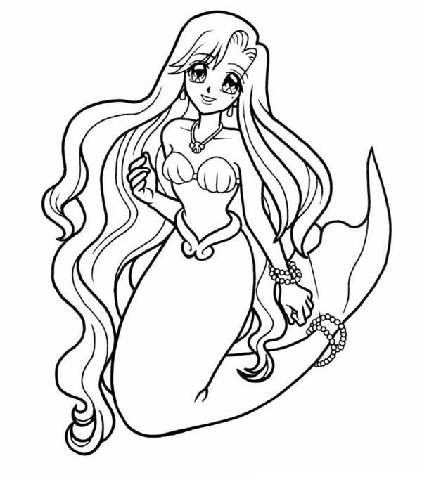 Anime mermaid coloring page  Free Printable Coloring Pages