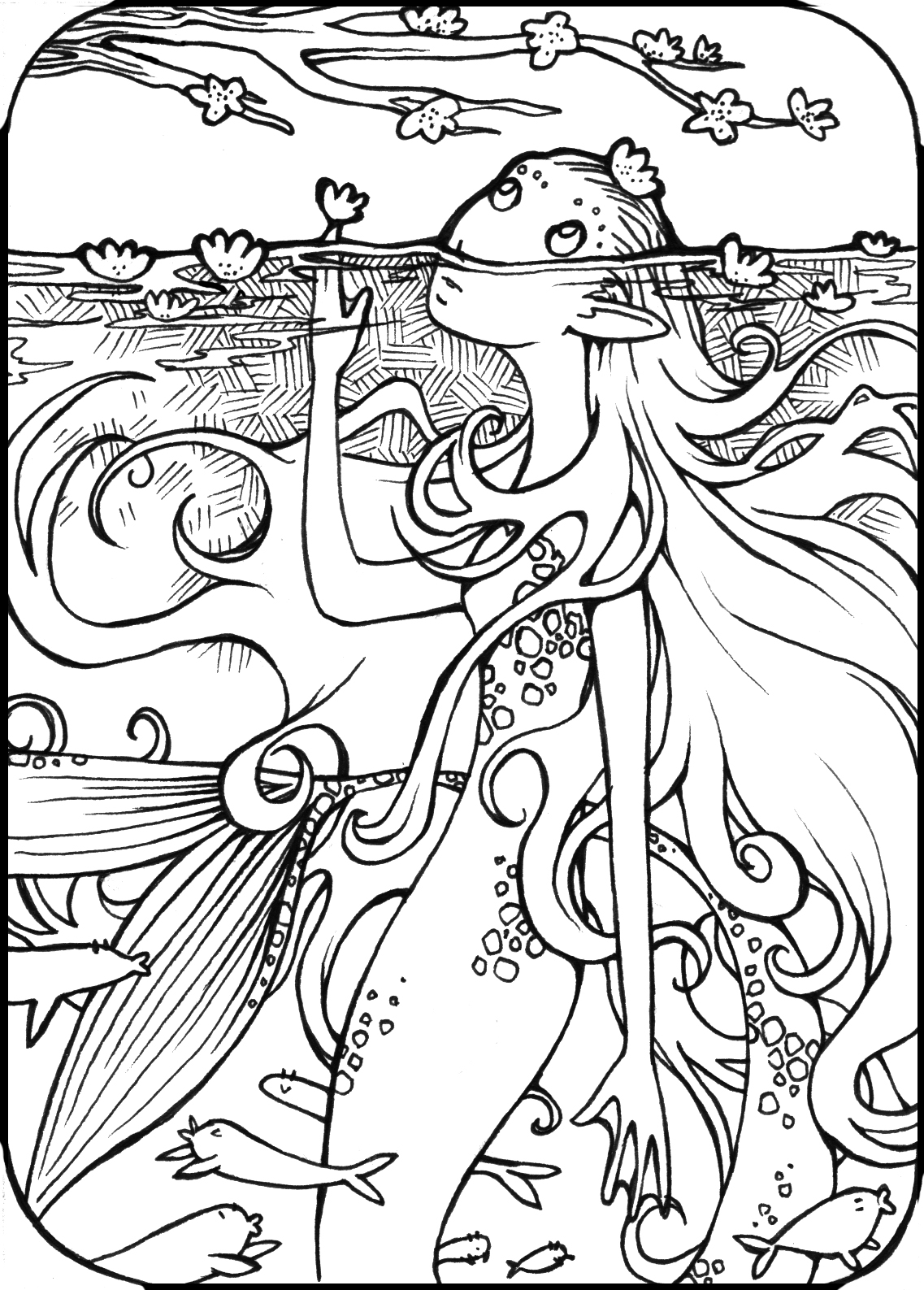 Coloring page: Mermaid (Characters) #147347 - Free Printable Coloring Pages