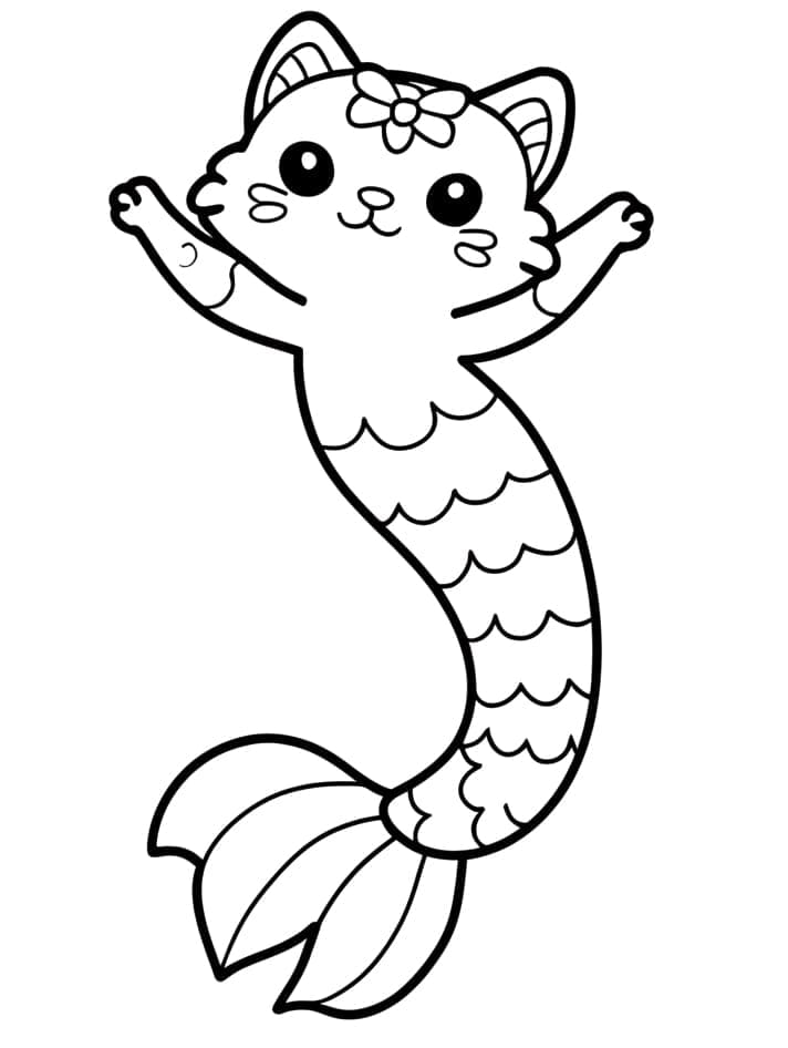 Free printable Mermaid Cat coloring page #212814 from Characters collection Free printable Mermaid Cat coloring page #212814 from Characters collection