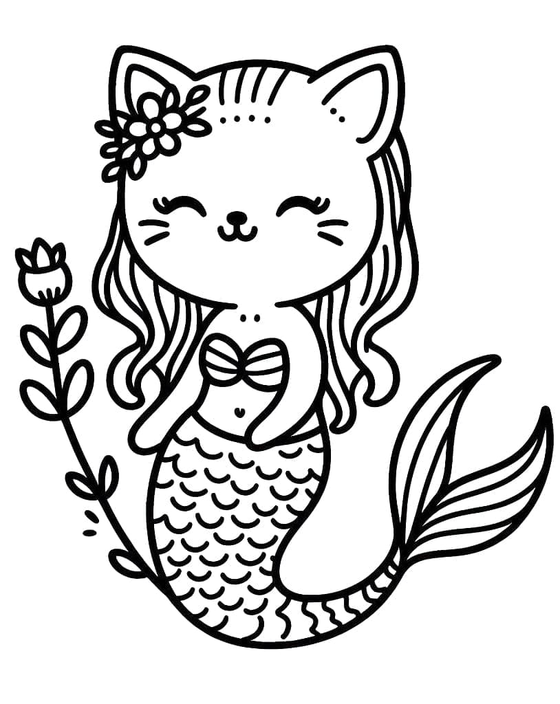 Free printable Mermaid Cat coloring page #212818 from Characters collection