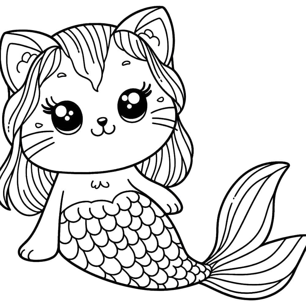 Free printable Mermaid Cat coloring page #212819 from Characters collection