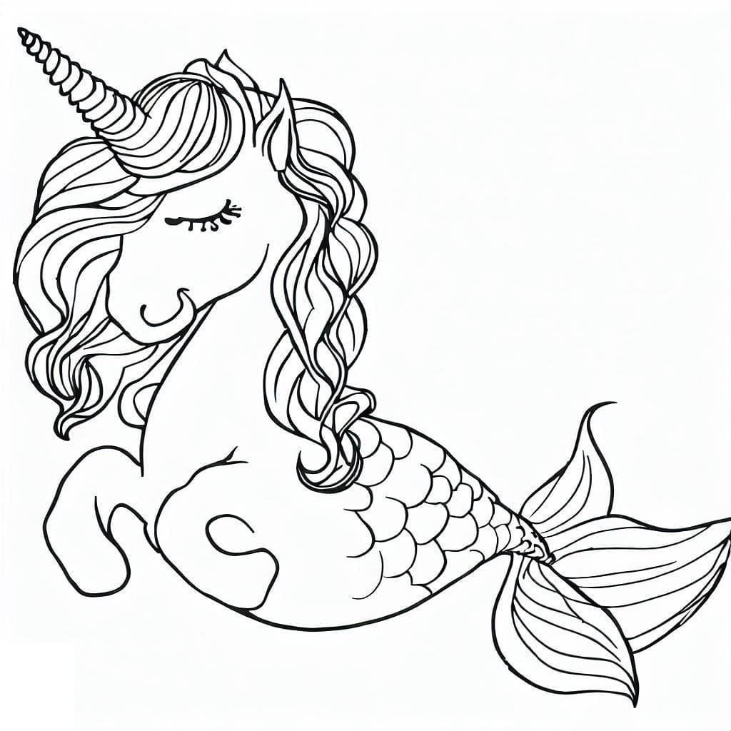 Free printable Mermaid Unicorn coloring page #186417 from Characters collection