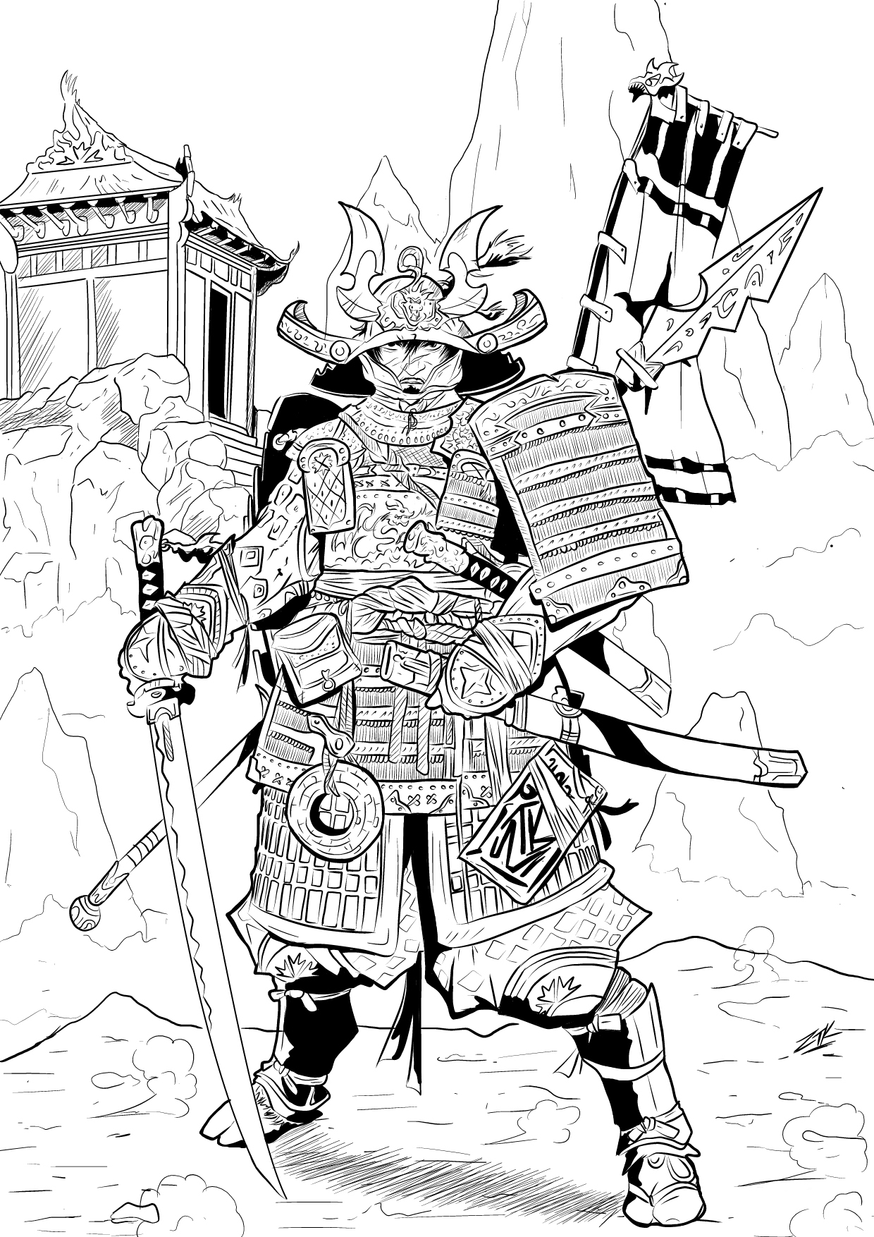 Coloring page: Samurai (Characters) #107315 - Free Printable Coloring Pages