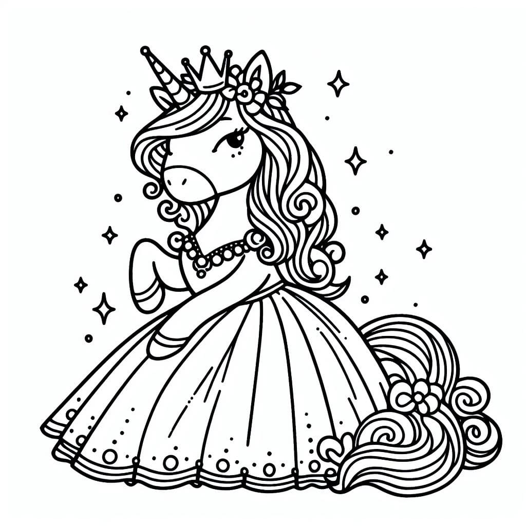 Free printable Unicorn Princess coloring page #212028 from Characters collection