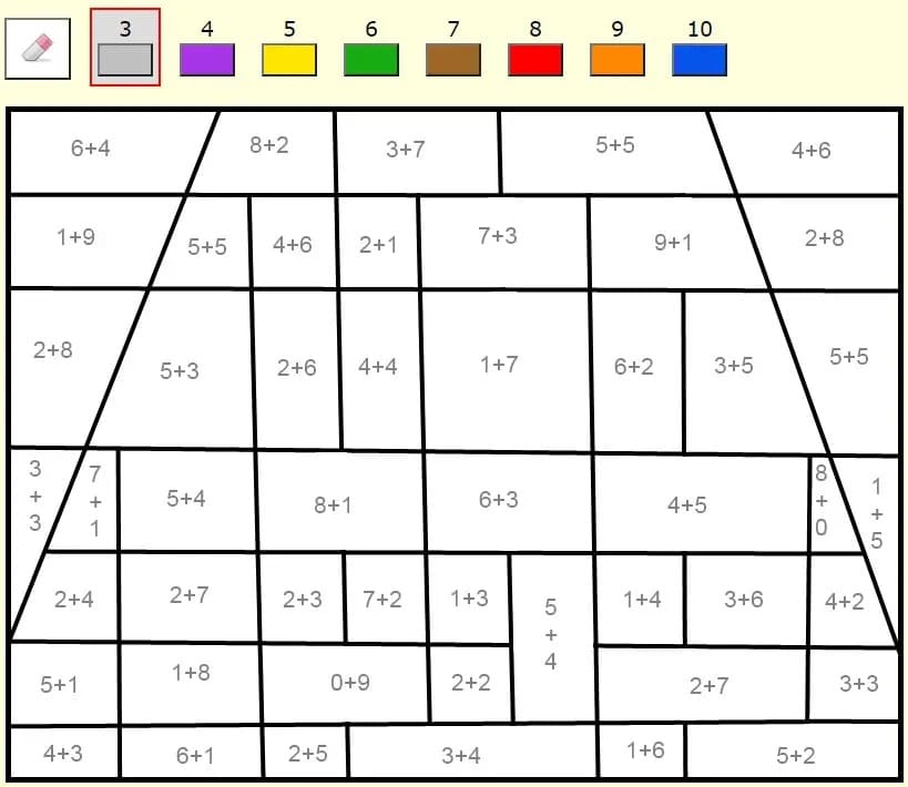 Free printable Addition Magic Coloring coloring page #182634 from Color by Number collection