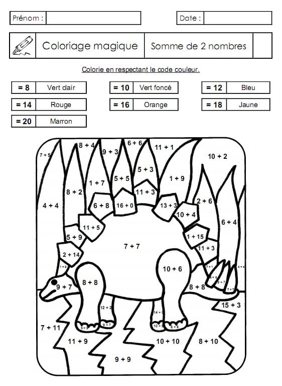 Free printable Addition Magic Coloring coloring page #182637 from Color by Number collection