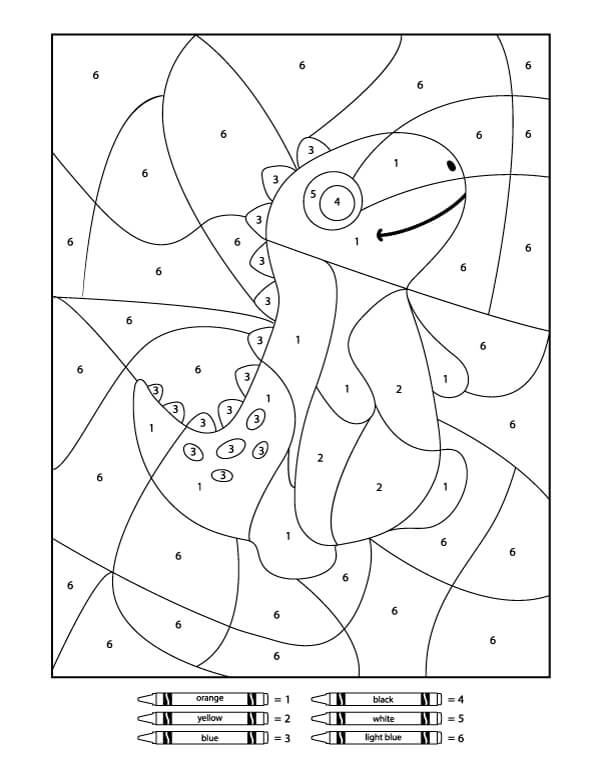 Free printable Dinosaurs Color by Numbers coloring page #177961 from Color by Number collection