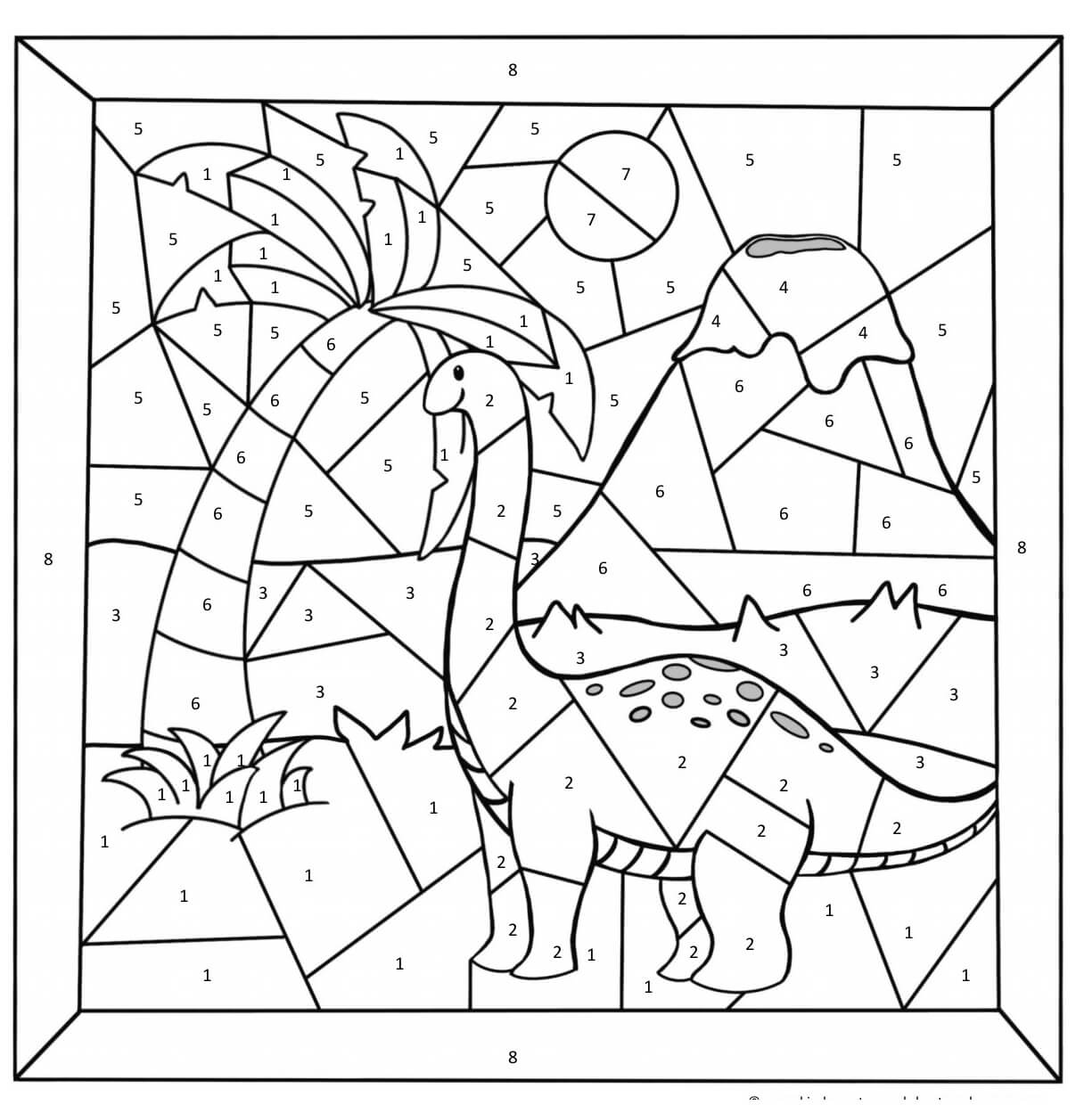 Coloring page: Dinosaurs Color by Numbers (Color by Number) #177978 - Free Printable Coloring Pages