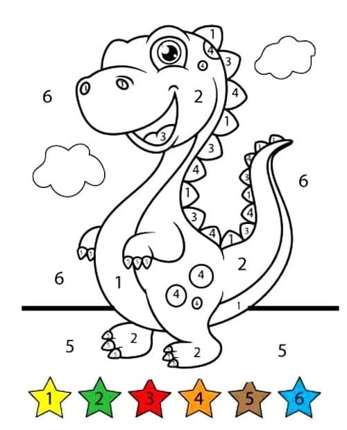 Free printable Magic Dinosaur coloring page #216757 from Color by Number collection