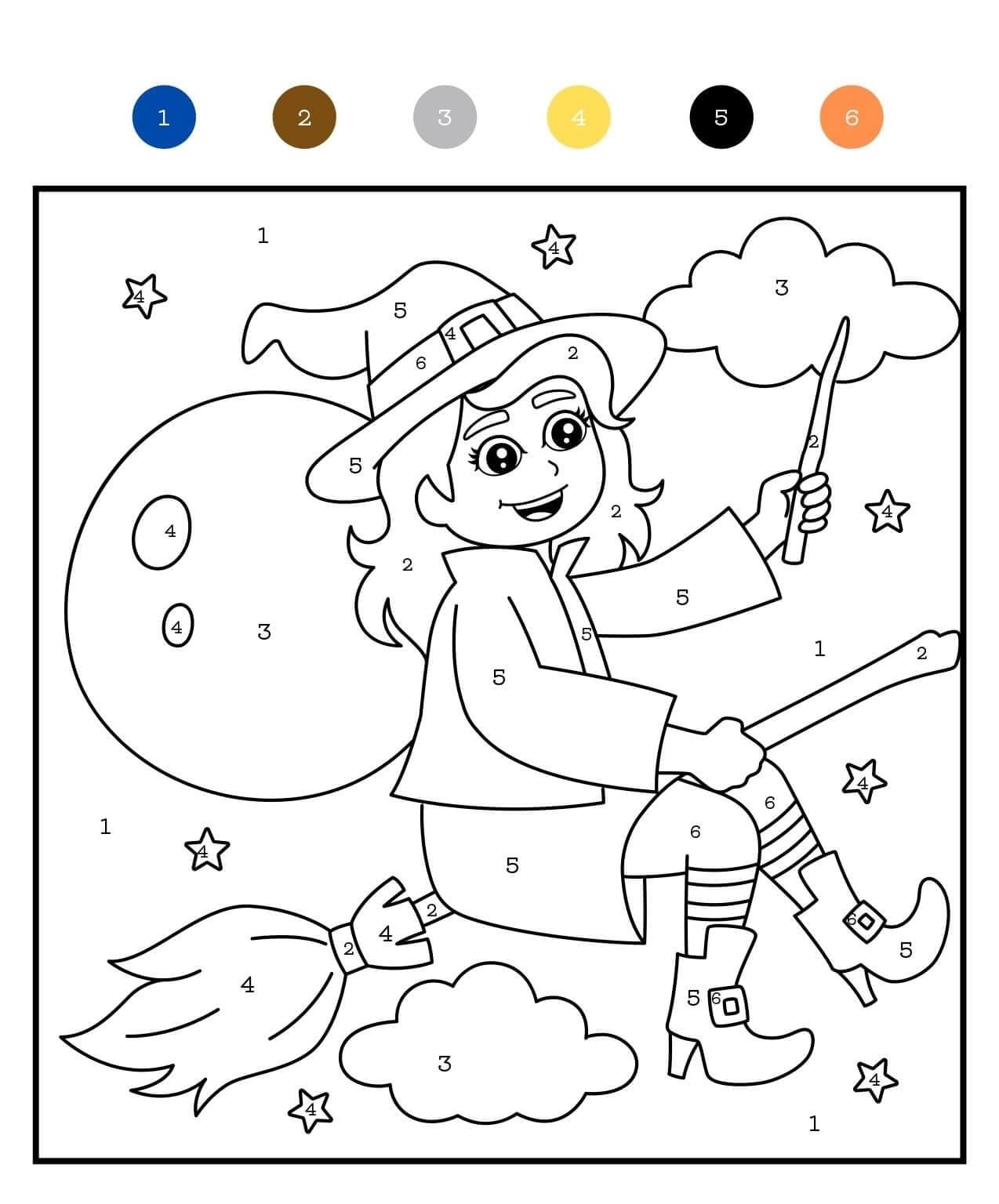 Free printable Magic Halloween coloring page #198015 from Color by Number collection