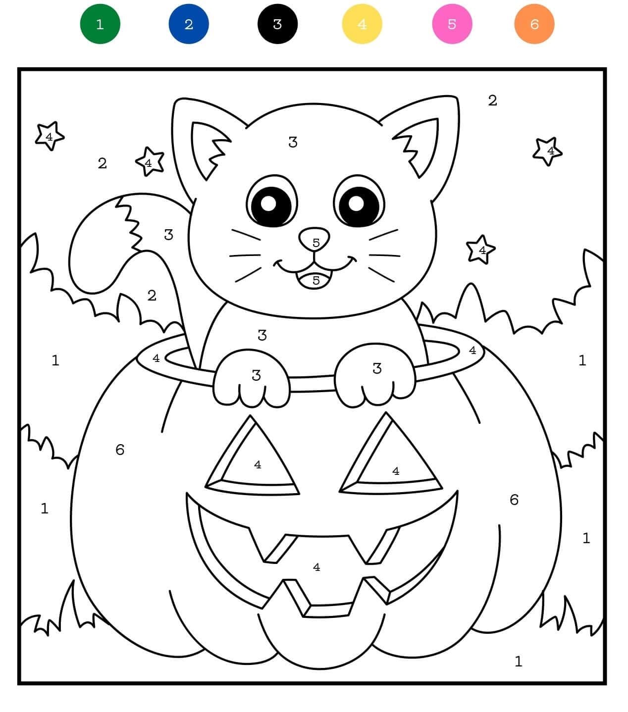 Free printable Magic Halloween coloring page #198016 from Color by Number collection