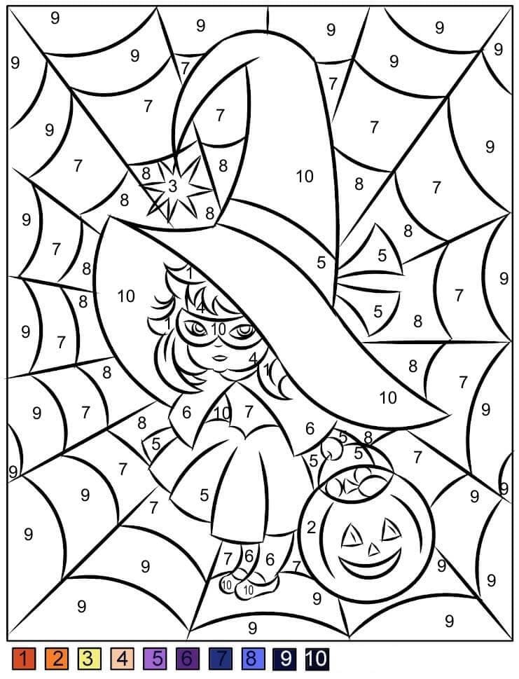 Free printable Magic Halloween coloring page #198019 from Color by Number collection