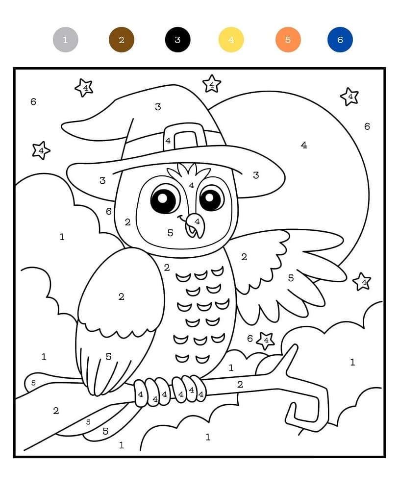 Free printable Magic Halloween coloring page #198024 from Color by Number collection