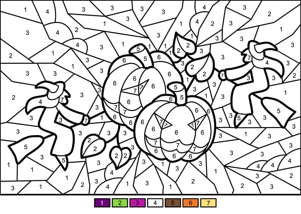 Free printable Magic Halloween coloring page #198032 from Color by Number collection