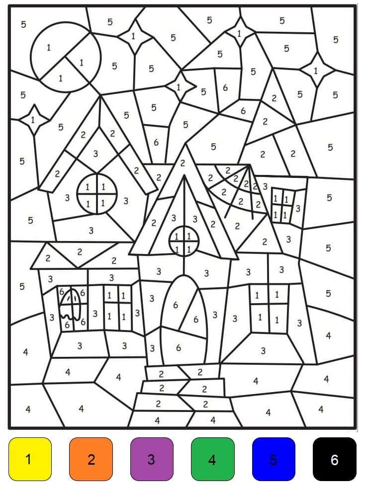 Coloring page: Magic Halloween (Color by Number) #198036 - Free Printable Coloring Pages