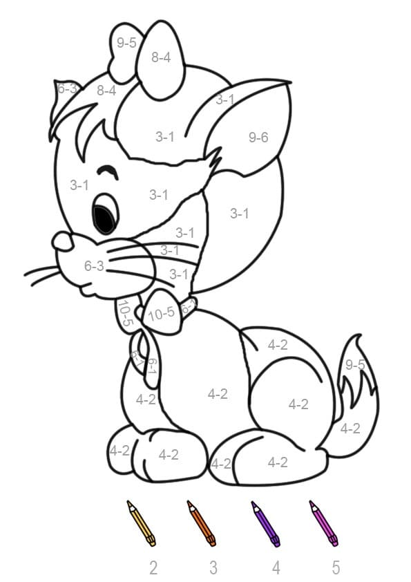 Free printable Magic Subtraction coloring page #182669 from Color by Number collection