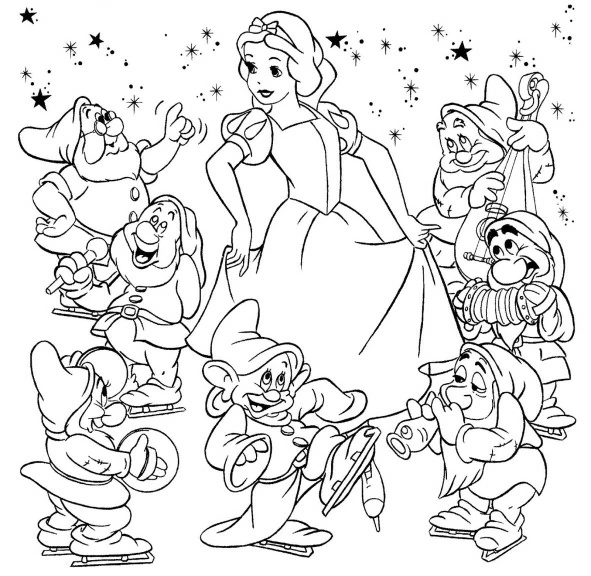 Coloring page: Snow White and the Seven Dwarfs (Fairy Tales and Stories) #133922 - Free Printable Coloring Pages
